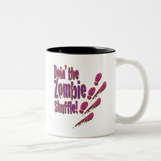 Caneca De Café Em Dois Tons Fazendo o Zombie Shuffle (Direita)