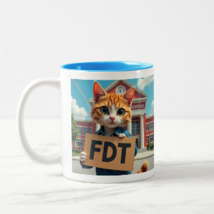 Caneca De Café Em Dois Tons FDT Cat com Escola para Professores