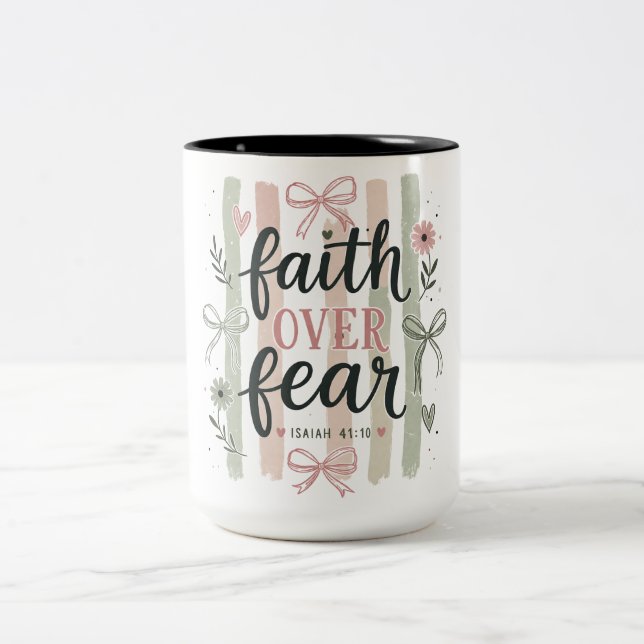 Caneca De Café Em Dois Tons Fé Cristã Inspiradora (Centro)