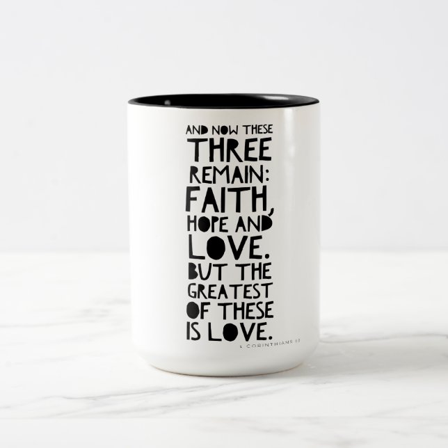 Caneca De Café Em Dois Tons Fé, esperança, e amor (Centro)
