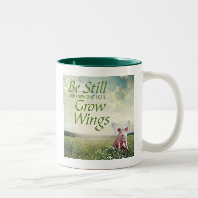 Caneca De Café Em Dois Tons Fé nos Porcos (Direita)