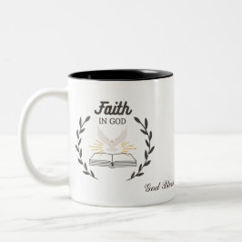 Caneca De Café Em Dois Tons Fé personalizada em Deus, Deus abençoe seu copa de