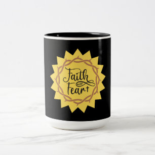 Caneca De Café Em Dois Tons fé sobre medo