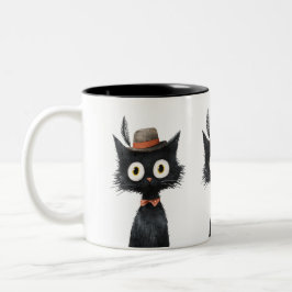 Caneca De Café Em Dois Tons Feathered Feline Fancy Black Cat