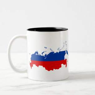 CANECA DE CAFÉ EM DOIS TONS FEDERAÇÃO RUSSA - RÚSSIA/BANDEIRA/MAPA/CORES