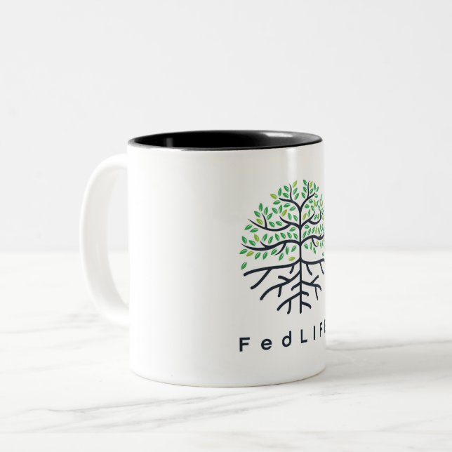 Caneca De Café Em Dois Tons FedLIFE 11 oz. (Frente Esquerda)