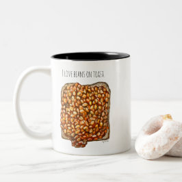 Caneca De Café Em Dois Tons Feijão sobre Torradas
