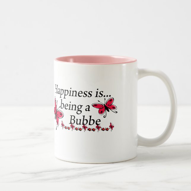 Caneca De Café Em Dois Tons Felicidade é ser uma borboleta Bubbe (Direita)