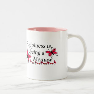 Caneca De Café Em Dois Tons Felicidade é ser uma borboleta Memaw