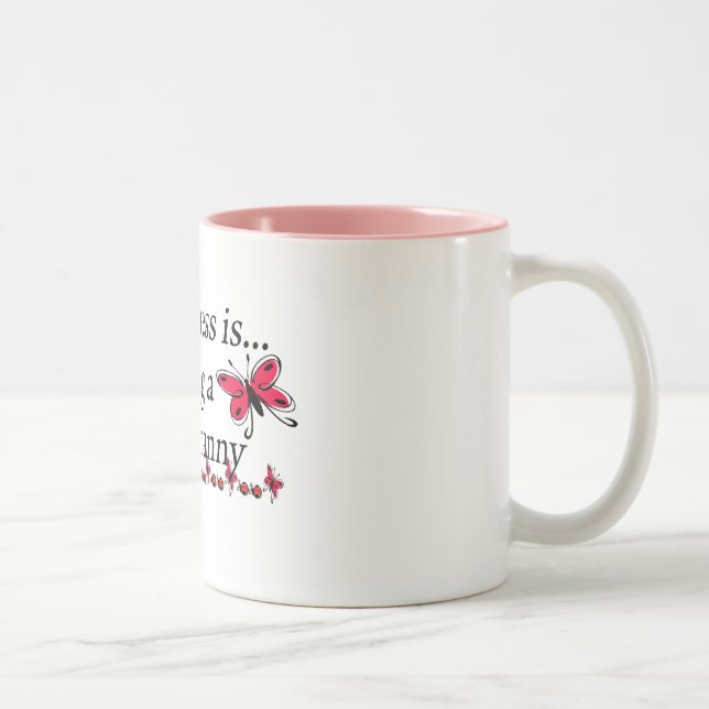 Caneca De Café Em Dois Tons Felicidade É Ser Uma Borboleta VOVÓ (Direita)