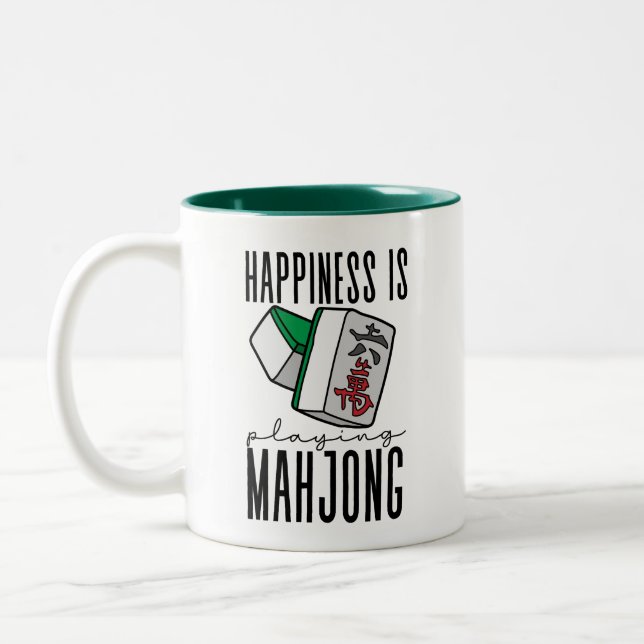 Caneca De Café Em Dois Tons Felicidade é Tocar Mahjong (Esquerda)