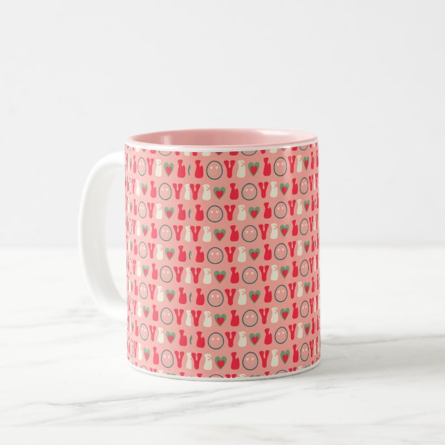 Caneca De Café Em Dois Tons Felicidade Matinal do Dia dos Namorados (Frente Esquerda)