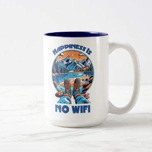 Caneca De Café Em Dois Tons Felicidade Não É Boot De Hiperligação Wifi