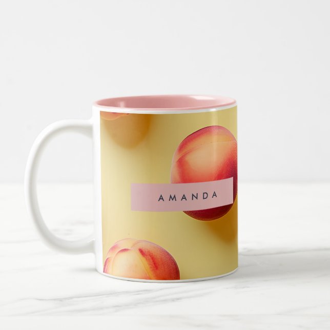 Caneca De Café Em Dois Tons Felicidade Personalizada de Pêssego Ensolarado (Esquerda)