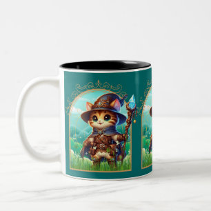 Caneca De Café Em Dois Tons Feline Fantasy Adventure