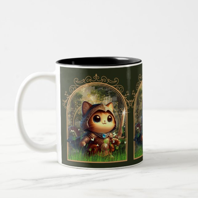 Caneca De Café Em Dois Tons Feline Fantasy Adventure (Esquerda)