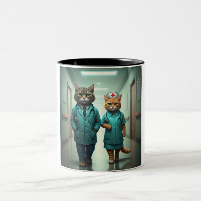 Caneca De Café Em Dois Tons Feline First Responders (Centro)