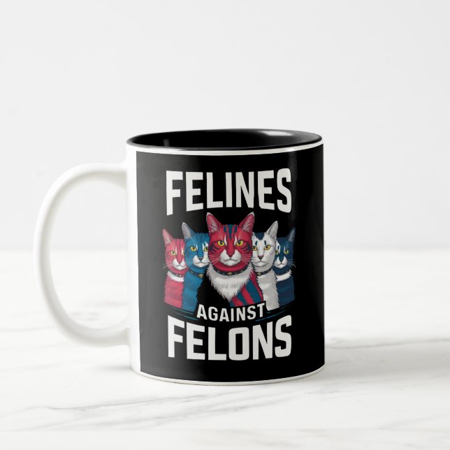 Caneca De Café Em Dois Tons Felinos Contra Criminosos (Esquerda)