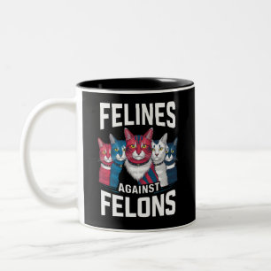 Caneca De Café Em Dois Tons Felinos Contra Felons