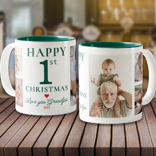 Caneca De Café Em Dois Tons Feliz 1º Natal Te Amo Vovô 5 Foto Verde