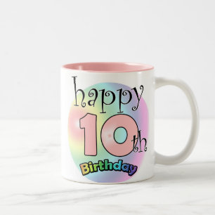 Caneca De Café Em Dois Tons Feliz 10º aniversário (roze)