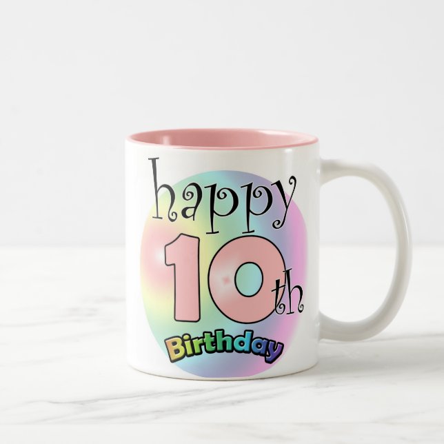 Caneca De Café Em Dois Tons Feliz 10º aniversário (roze) (Direita)