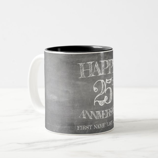 Caneca De Café Em Dois Tons Feliz 25 do conselho de giz (Frente Esquerda)