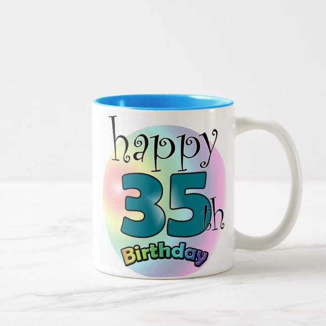 Caneca De Café Em Dois Tons Feliz 35º aniversário (blauwe) (Direita)