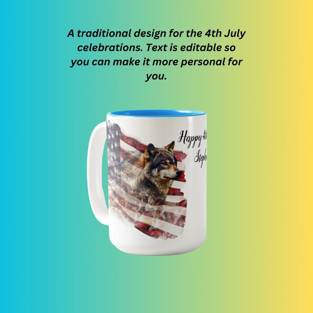 Caneca De Café Em Dois Tons Feliz 4 de julho Stephen (Criador carregado)