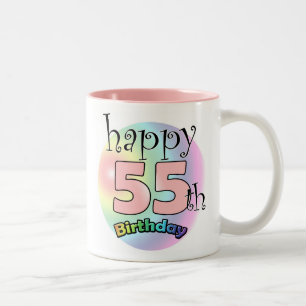 Caneca De Café Em Dois Tons Feliz 55º aniversário (roze)