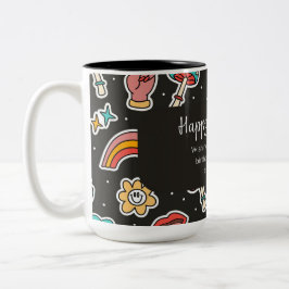 Caneca De Café Em Dois Tons Feliz aniversário