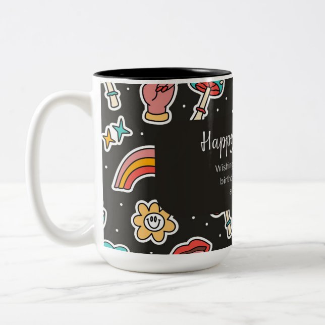 Caneca De Café Em Dois Tons Feliz aniversário (Esquerda)