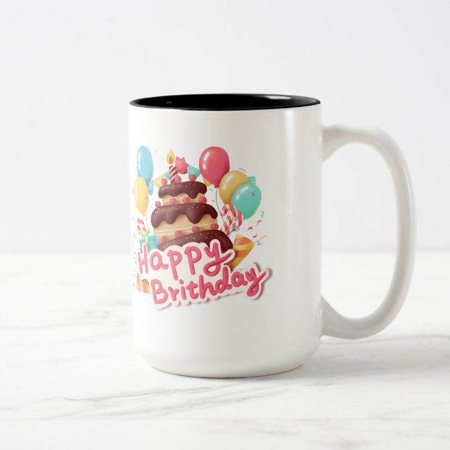 Caneca De Café Em Dois Tons Feliz aniversário (Direita)
