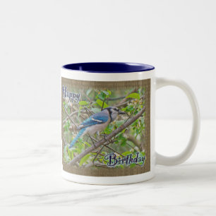 Caneca De Café Em Dois Tons Feliz aniversário Blue Jay