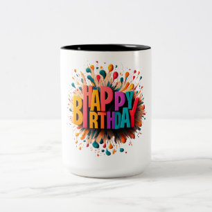 Caneca De Café Em Dois Tons FELIZ ANIVERSÁRIO Caneca de dois tons