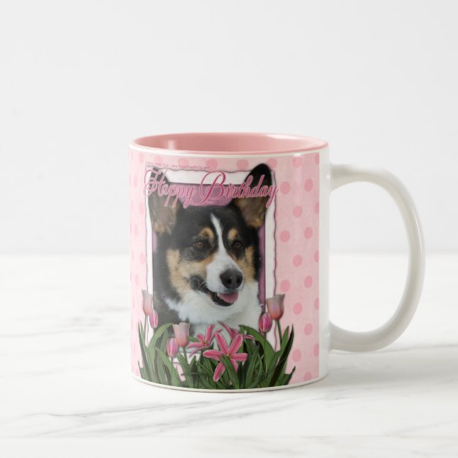 Caneca De Café Em Dois Tons Feliz aniversario - Corgi (Direita)