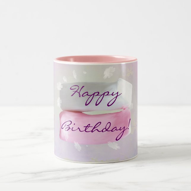 Caneca De Café Em Dois Tons Feliz aniversário Cupcake Mug (Centro)