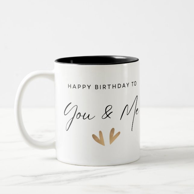 Caneca De Café Em Dois Tons Feliz Aniversário De Um Gêmeo Para Outro (Esquerda)