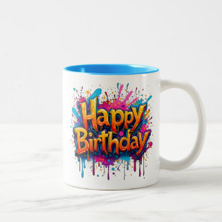 Caneca De Café Em Dois Tons Feliz Aniversário do Pintor