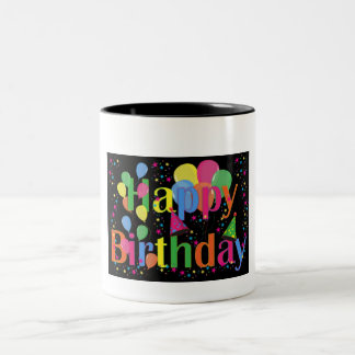 Caneca De Café Em Dois Tons Feliz aniversário dos Balões do Partido