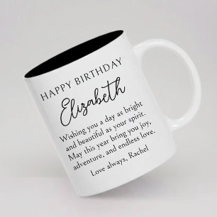 Caneca De Café Em Dois Tons Feliz Aniversário Festa de Aniversário com Tipog
