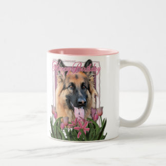 Caneca De Café Em Dois Tons Feliz aniversario - german shepherd - de cabelos