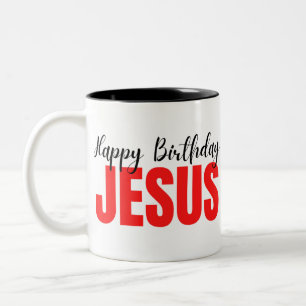 Caneca De Café Em Dois Tons Feliz aniversário Jesus Natal