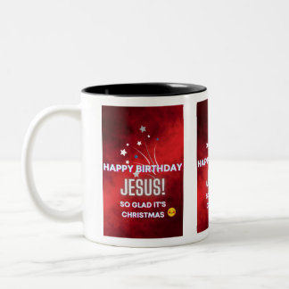 Caneca De Café Em Dois Tons Feliz aniversário, Jesus! Presente de Natal