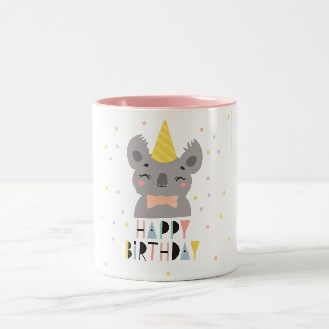 Caneca De Café Em Dois Tons Feliz aniversário, Koala (Centro)