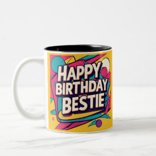Caneca De Café Em Dois Tons Feliz Aniversário Melhor Amiga - Pop Art
