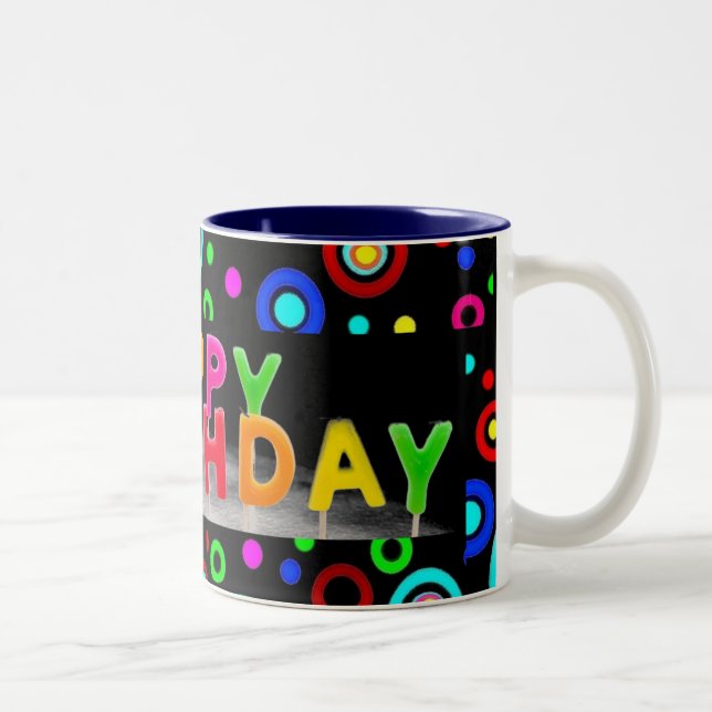 Caneca De Café Em Dois Tons Feliz Aniversário Mug (Direita)