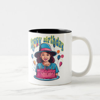 Caneca De Café Em Dois Tons Feliz aniversário Mug design para meninas