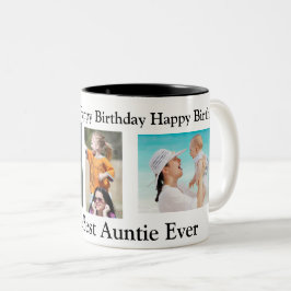 Caneca De Café Em Dois Tons Feliz aniversário para a melhor tia do mundo