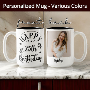 Caneca De Café Em Dois Tons Feliz Aniversário Personalizado Mug para Ela ou Pa
